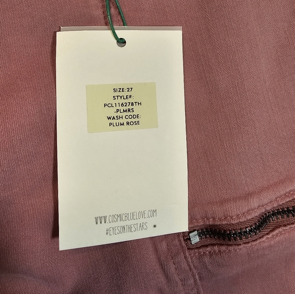 Cosmic Blue Love Cargo Pants Jeans Women Size 27 Plum Rose Comfort Stretch - Picture 8 of 11